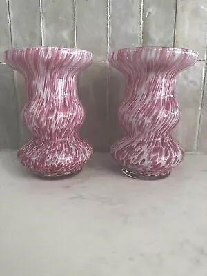 2 Lavorazione Arte Murano Pink Confetti Vase W/ Sticker Pre-Owned • $49.99