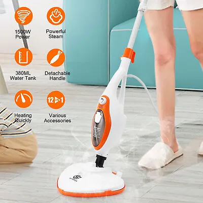 12-in-1 Hot Steam Mop Cleaner Upright & Handheld Hard Floor Carpet Steamer 1500W • £37.68