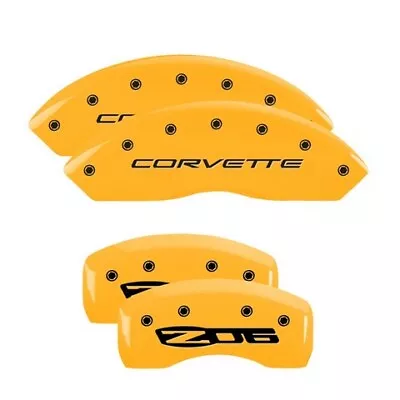 MGP Caliper Covers Set Of 4 Yellow Finish Black Corvette / Z06 (C5) • $289