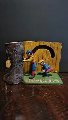 LEAP FROG CAST IRON COIN BANK *working* GREAT CONDITION • $69