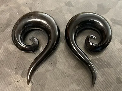 PAIR Organic Horn Spiral Tapers With Tail Plugs Tunnels Gauges Body Jewelry • $19.95