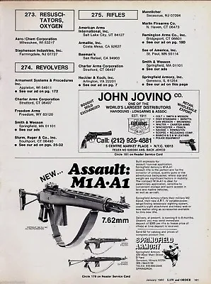 1982 1982 M1A-A1 7.62mm Assault Rifle AD Gun Firearms ADVERTISING • $10.98