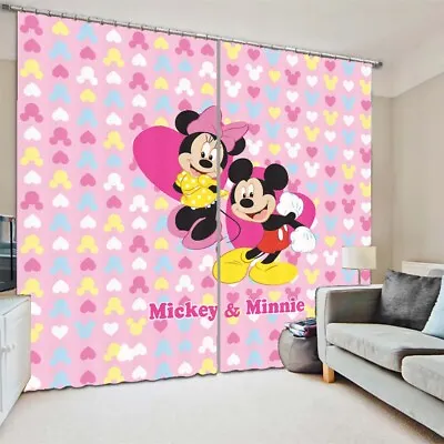 Confident Mickey Mouse 3D Curtain Blockout Photo Printing Curtains Drape Fabric • £118.25