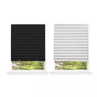 Pleated Window Shades Room Darkening Vinyl Blinds - 75  L White & Black • $25.49