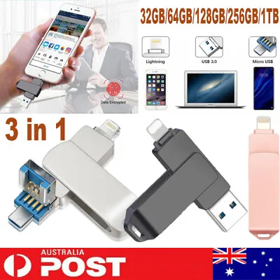 1TB USB Flash Drive U Disk 3 In 1 Storage Memory Stick For IPhone IPadPC Android • $28.99