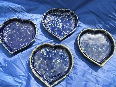 4 Bennington Potters Heart Shaped Dish Blue Agate Vintage 1949 Trinket Pottery • $119