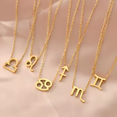 18K Gold Plated Horoscope Sign Necklace 12 Zodiac Signs Pendant Necklace • $9.56