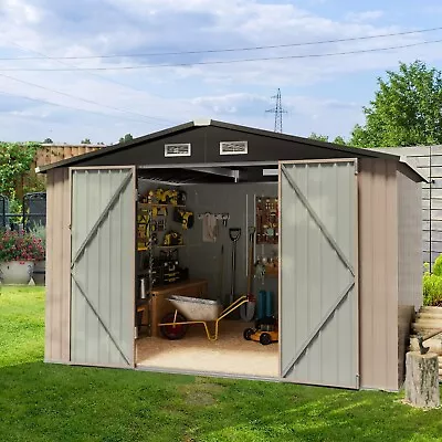 10'x12' Metal Outdoor Storage Shed Heavy Duty Large Garden Tool Shed W/Roof • $563.86