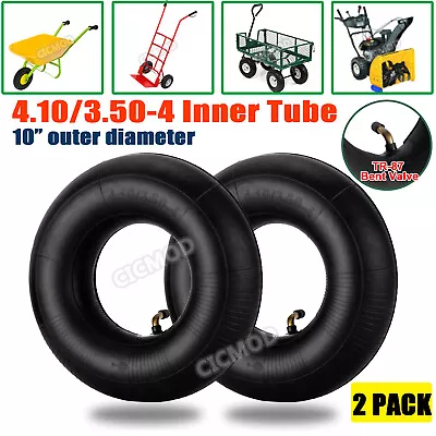 2X 4inch Tyre Inner Tube 4.10/3.50-4 Bent Valve For Wheelbarrows Lawn Mower Cart • $18.04