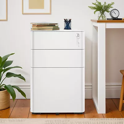 3 Drawer Filing Cabinet Legal Letter Office Study White Tall Metal File Storage • $124.99