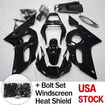Glossy Black Fairing Kit +Bolts For Yamaha YZF R6 1998-2002 99 ABS Bodywork Set • $359.90
