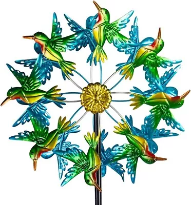 Hummingbird Wind Spinner Kinetic Lawn Garden Decor Patio Stake Yard Ornament NEW • $45.99