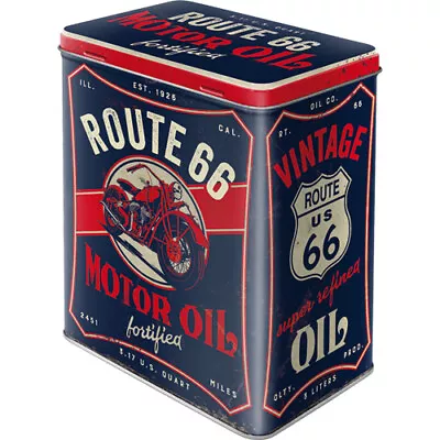 Route 66 Motor Oil Embossed German Made Tin Storage Box Easter Gifts • $27.50