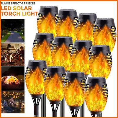 12 Pack Solar Torch Light With Dancing Flickering Flame Outdoor Waterproof Decor • $39.98