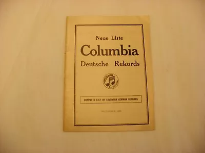 Original Columbia Graphophone Phonograph Record Catalog Deutsche December 1920  • $9.99