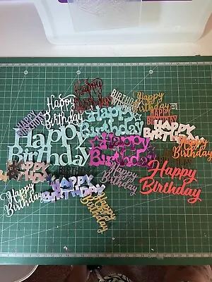 Die Cuts 20 X  Mixed Happy Birthday Sentiment Card Topper. Embellishments • £2.75