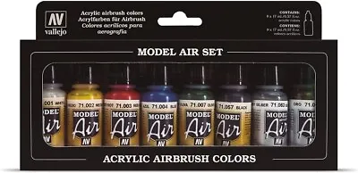 Vallejo Model Air Basic Colors Acrylic Paint Set For Air Brush - Assorted Pack 8 • £21.95