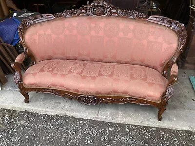 Victorian Walnut Sofa With Birds Alexander Roux • $1950