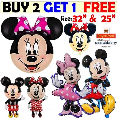 Large Disney Mickey Minnie Mouse Birthday Foil Balloons Kids Party Girls Boys UK • $24.80
