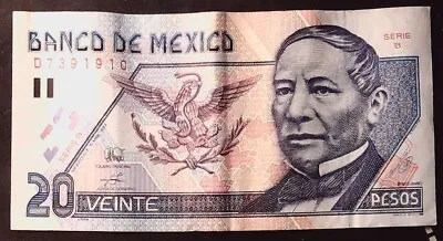 1994 Mexico  20 Peso Rare Series B  Banknote Currency Inv#b12296 • $18.99