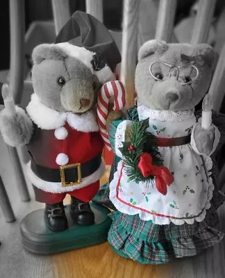 Vintage Light Up Mr. & Mrs. Claus Bears 14” Tall Christmas Holiday Music Plays • $30
