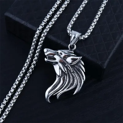 Men's Retro Metal Silver Plated Wolf Head Shape Pendant Necklace Jewelry  • $2.21