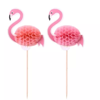  10 Pcs Flamingo 3D Topper Cake Decor Hawaian Party Decoration • £6.88