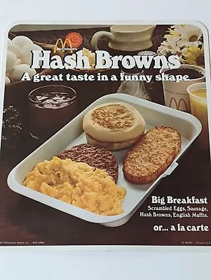 ***ORIGINAL*** McDonald’s 1977 Breakfast Hash Browns Translite Menu Sign 12x11  • $25