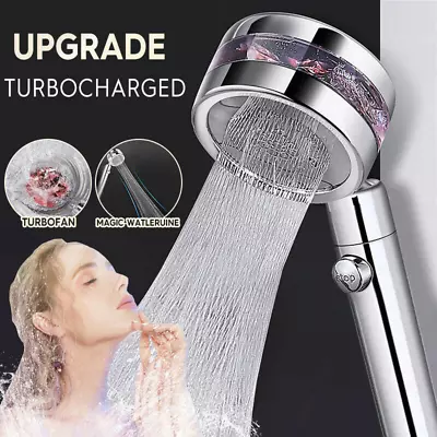 High-Pressure Shower Head 360 Rotated Powerful Water Saving Hand Spray With Fan • £6.63