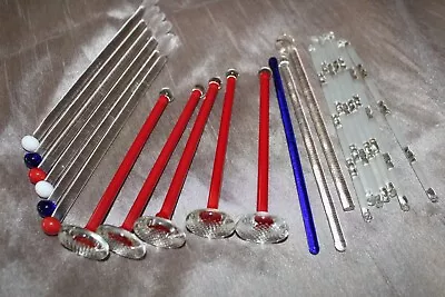 Vintage Barware Lot Glass Swizzle Sticks Cocktail Stirrers Muddlers • $35