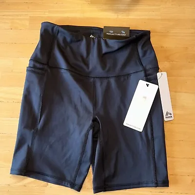 New Reebok Womens Athletic Bike Shorts Side Pockets Black Small RBK Tech Flex • $5