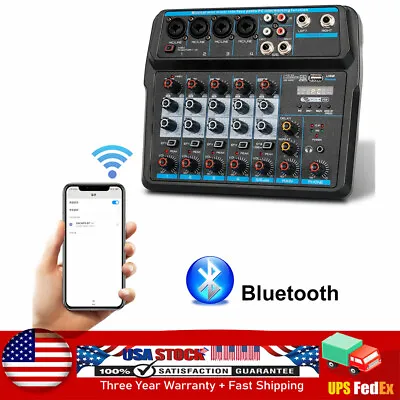 6 Channel Mixer Studio Audio Live Sound Mixing Console Amplifier Bluetooth USB • $55.46