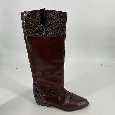 Bally Boots Women’s 8.5 Brown Leather Knee High Vintage 90s 80s Western Boho • $60
