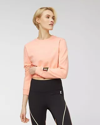 PE NATION Clubhouse Sweater Jumper Cropped XS Peach Coral Long Sleeve Sz 8-10 • $69