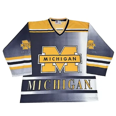 VINTAGE MICHIGAN WOLVERINES HOCKEY JERSEY - XXL - CITY BOYS - All Over Print AOP • $59.99