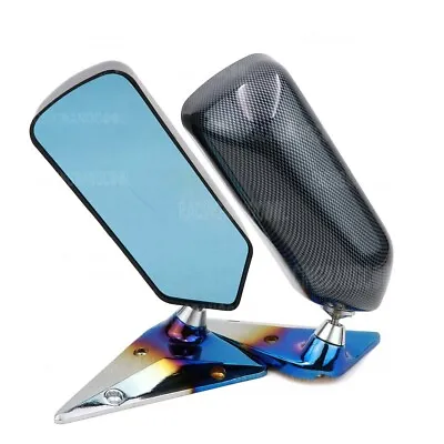 $62.99 • Buy F1 Car Drift Carbon Fiber Looks ABS Side Rearview Mirror With Burnt Blue Base