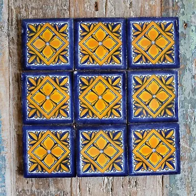 9 X  Ceramic Mexican Tiles Jessenia -  SMALL SIZE 5 X 5 Cms • £5.85