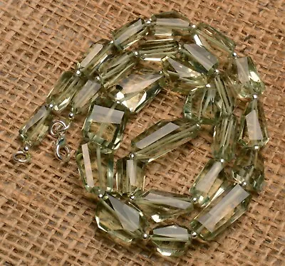 Green Amethyst Prasiolite Gem 13 To 23 Mm Size Faceted Nugget Beads Necklace 19  • $47.20