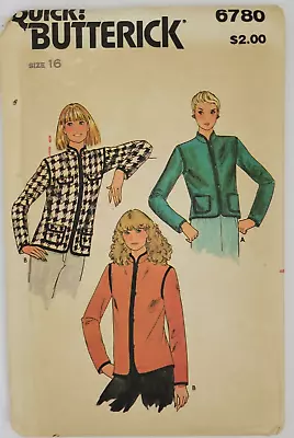 Butterick 6780 Vintage Sewing Pattern Misses Jacket Size 16 Bust 38 Uncut • $7.19