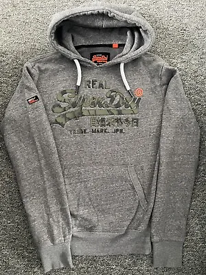 Superdry Men’s Boys Pullover Camouflage Logo Grey Hoodie Size Small Worn Once • £10