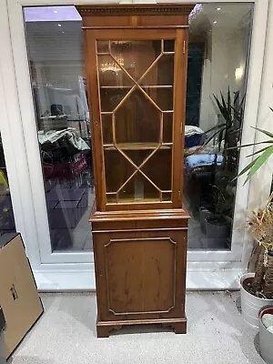 Astral Glazed Regency Style Yew Wood Tall Narrow Bookcase On Cupboard • £25