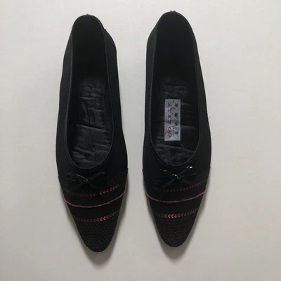 £8 • Buy Chinese Style Fabric Black Ballet Pumps With Embroidery Detail Ladies Shoes UK 6