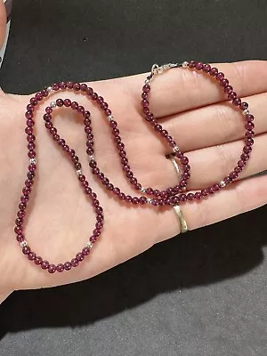 £30 • Buy Garnet Necklace Sterling Silver Beaded Gemstone Layering Dainty Summer Boho Gift