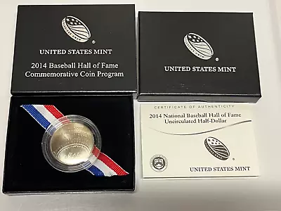 2014-D Uncirculated Baseball H.O.F. Commemorative Half Dollar US Mint OGP COA NR • $14.95