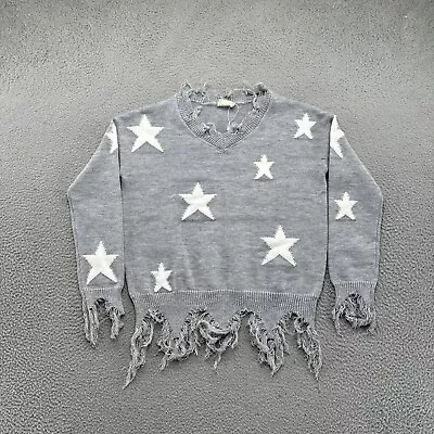 Ninexis Women’s Pullover Sweater Star Pattern Knit Fringe In Size S/M • $11.99