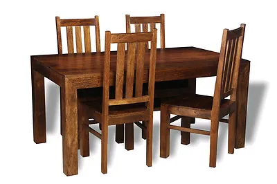 Solid Mango Wood Dakota 160cm Dining Table & 4 Dakota Chairs New Furniture • £699.95