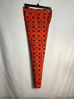 LuLaRoe Leggings TC Orange Black & Teal Tall And Curvy Tribal Print EUC!!! • $7.99