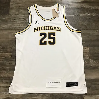 NWT Nike Jordan Michigan Wolverines White #25 Basketball Jersey Size XL CD3152 • $74.99