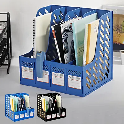 Plastic File Shelf Rack Desktop Magazine Holders Desk Tidy Organiser 4 In 1 • £6.99