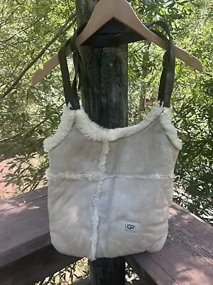 UGG Shearling & Leather Hobo Bucket Shoulder Bag Chestnut Tan Suede • $49.99